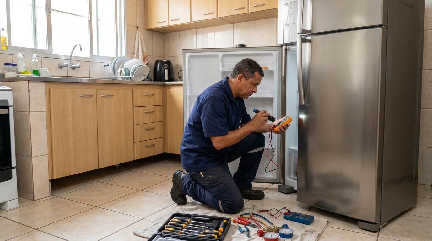 Recarga de gás refrigerante de geladeira em atendimento em Recife‑PE