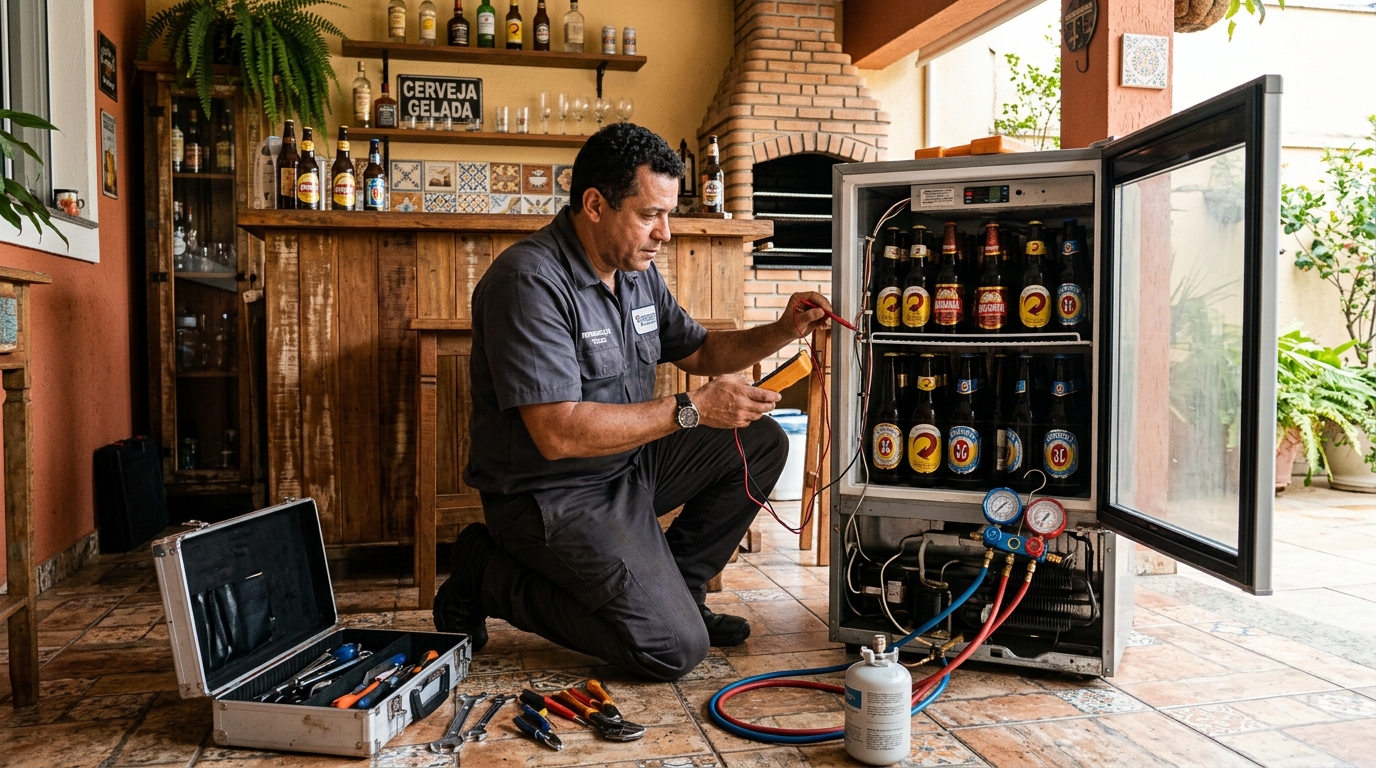Recarga de gás refrigerante em cervejeira em atendimento em Iputinga, Recife‑PE
