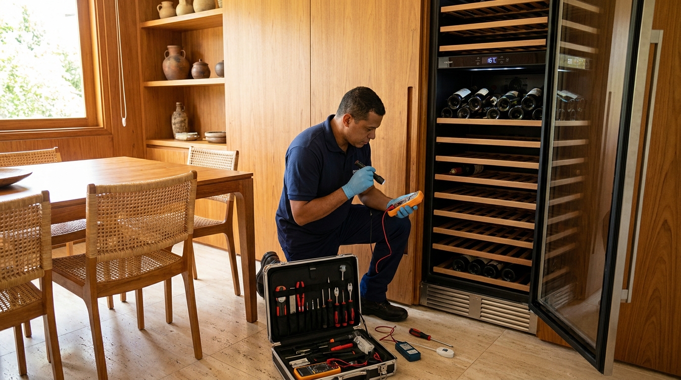 Troca de termostato de adega climatizada em atendimento técnico em Iputinga, Recife‑PE